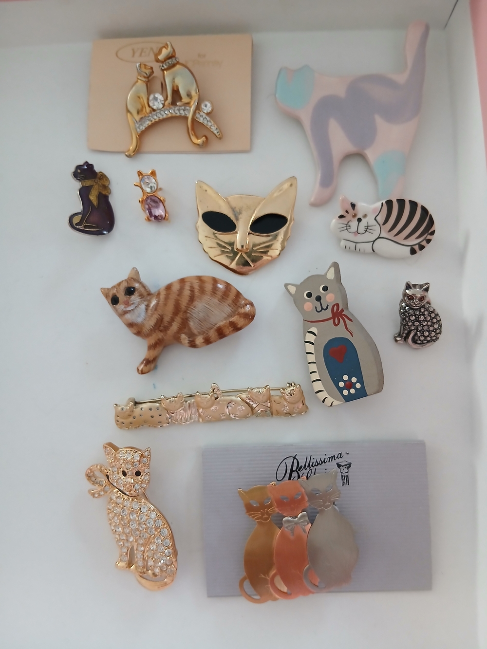 Cat Enamel & Metal Brooch Set - Multi-Color Cat Pins